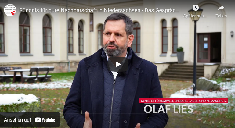 Bauminister Olaf Lies spricht zur Gründung vom Bündnis für gute Nachbarschaft